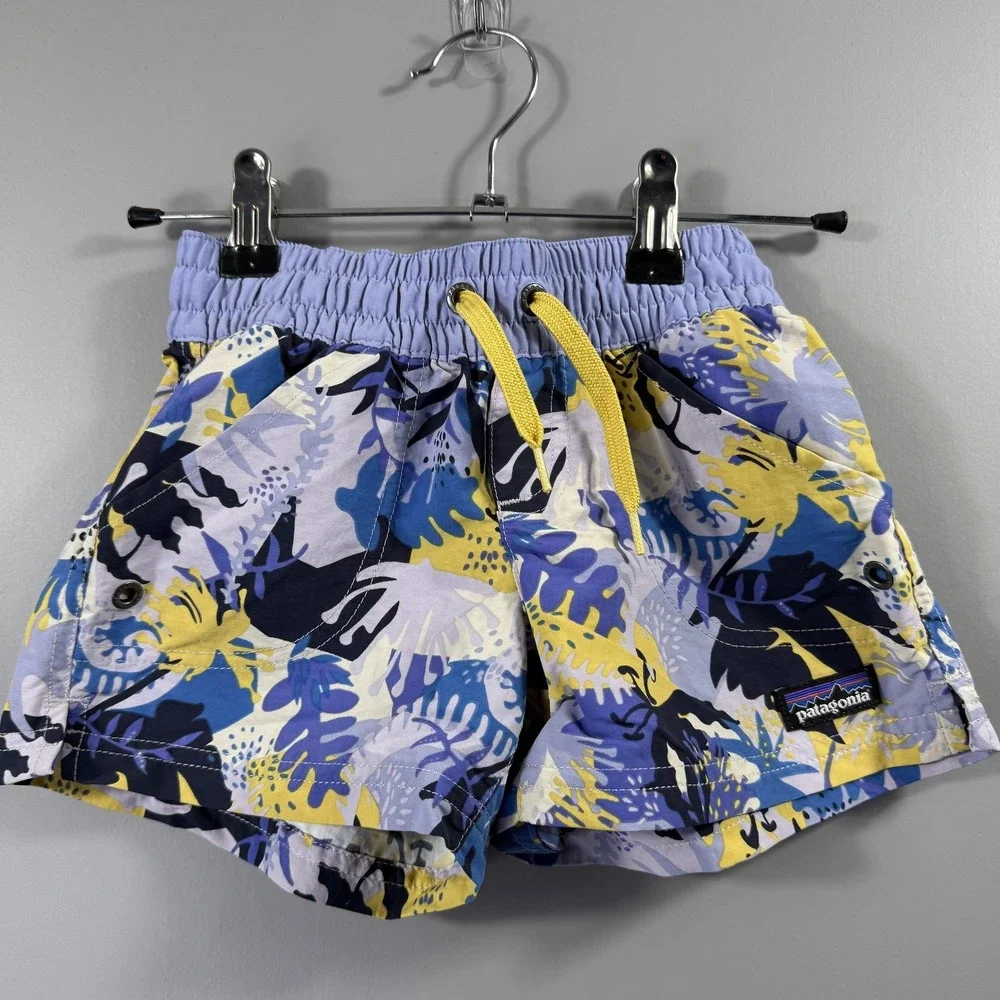 Patagonia Swim Shorts Kids Small Multicolor Floral Print Elastic Waist Lot Of 3